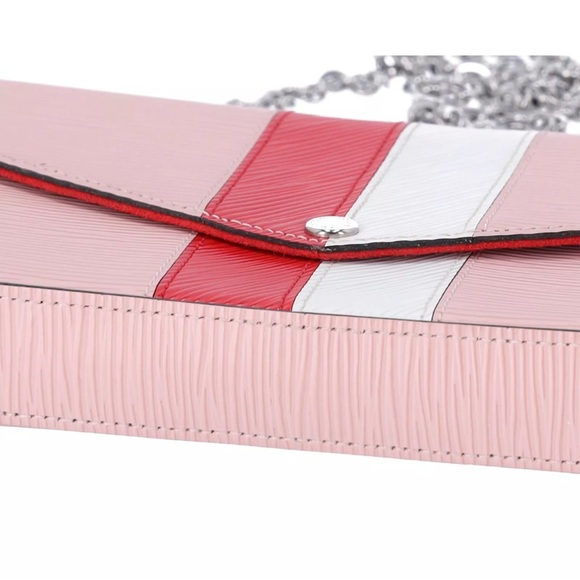 Louis Vuitton Felicie Pochette Limited Edition Pink Red White Stripe Epi Leather - Picture 7 of 12